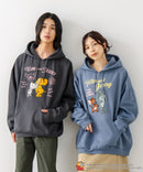 【TOM and JERRY/トムとジェリー】オリジナルデザイン 刺繍 プルオーバーパーカー フーディー ジェリー タフィー サカナ ドロップショルダー ビッグシルエット
