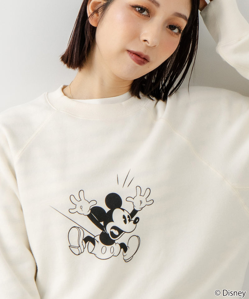 【DISCUS×DISNEY】「ミッキーマウス」キャラクタープリントスウェットトレーナー メンズ レディース ユニセックス