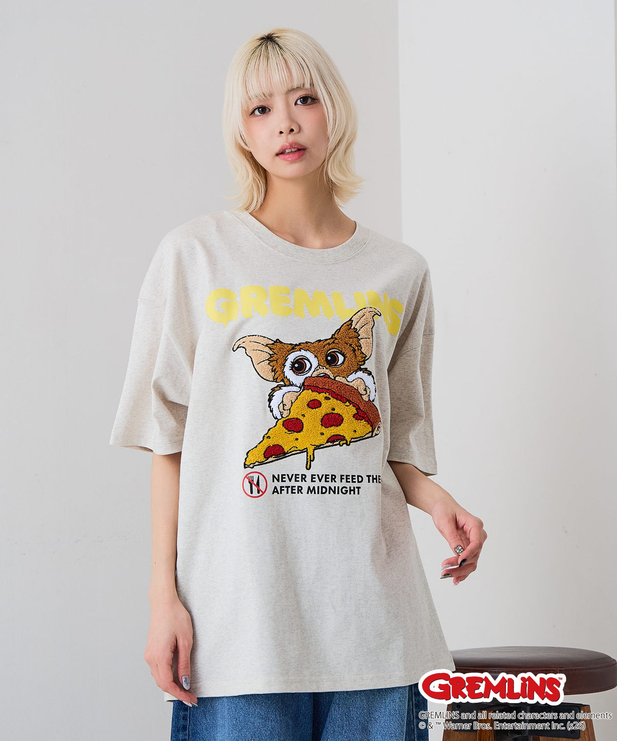 Gremlins/グレムリン】オリジナルデザインTシャツ 刺繍 ドロップ