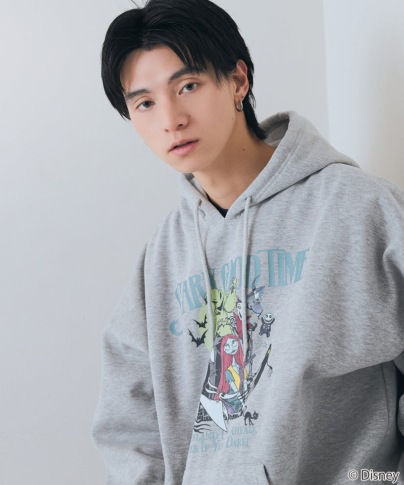 【DISNEY/ディズニー】＜ナイトメアー・ビフォア・クリスマス＞＜ディズニーヴィランズ＞ビッグシルエット 裏起毛 プルオーバーパーカー フーディー ドロップショルダー オーバーサイズ