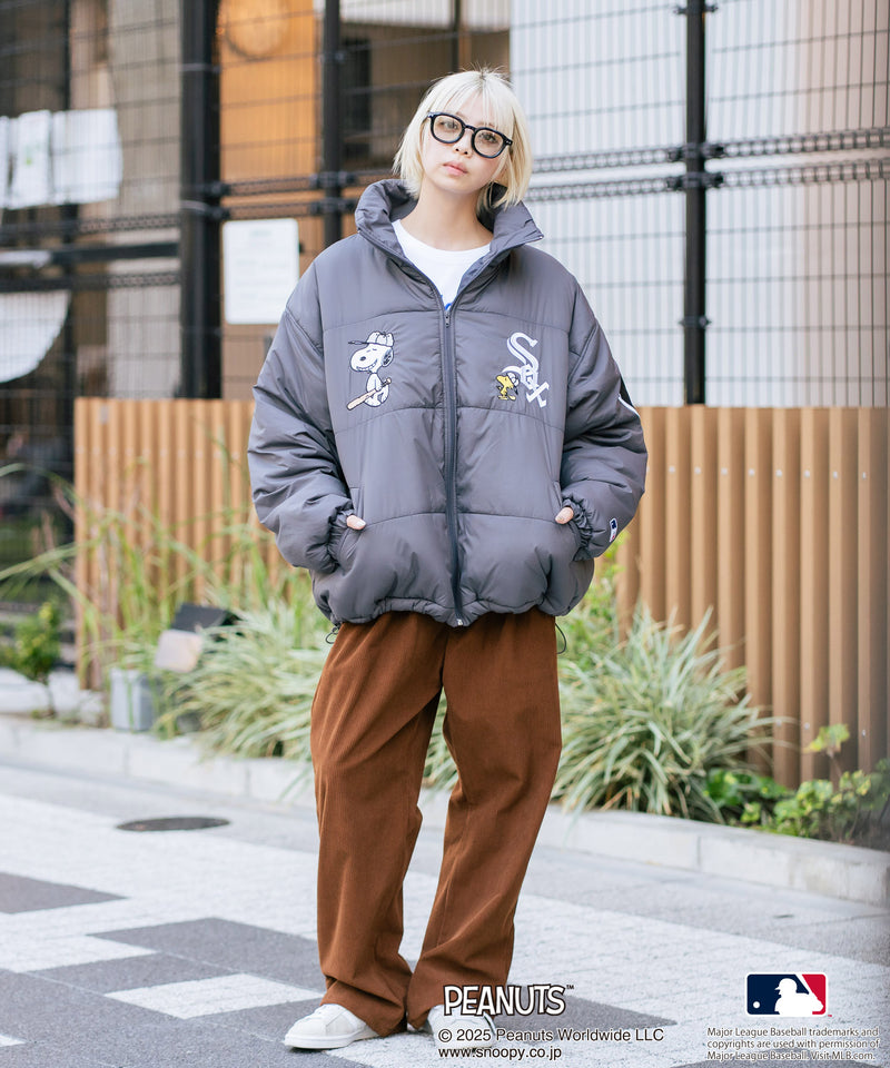 【PEANUTS×MLB】オリジナルデザイン ナイロンパファージャケット 中綿ジャケット ヤンキース ドジャース ホワイトソックス
