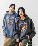 【TOM and JERRY/トムとジェリー】オリジナルデザイン 刺繍 プルオーバーパーカー フーディー ジェリー タフィー サカナ ドロップショルダー ビッグシルエット