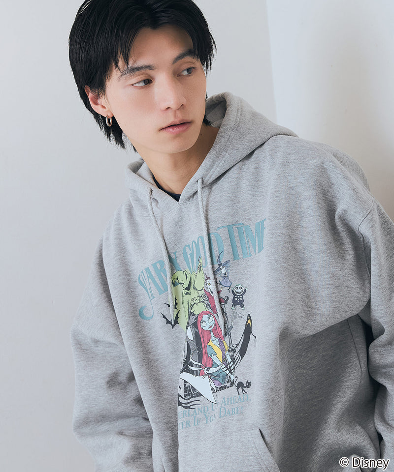 【DISNEY/ディズニー】＜ナイトメアー・ビフォア・クリスマス＞＜ディズニーヴィランズ＞ビッグシルエット 裏起毛 プルオーバーパーカー フーディー ドロップショルダー オーバーサイズ