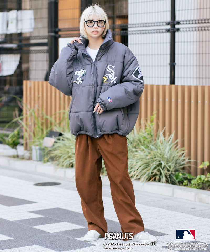 【PEANUTS×MLB】オリジナルデザイン ナイロンパファージャケット 中綿ジャケット ヤンキース ドジャース ホワイトソックス