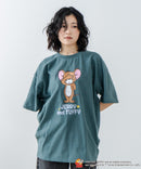 【TOMANDJERRY/トムとジェリー】オリジナルデザイン ジェリー タフィー パウダーブリーチ 加工 Tシャツ ドロップショルダー ビッグシルエット ヴィンテージライク 古着ライク ユニセックス キャラクター