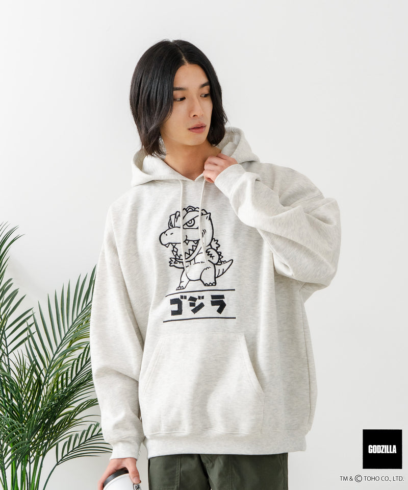 【GODZILLA/ゴジラ】ゴジラ キングギドラ オリジナルデザイン ビッグシルエット 裏起毛 プルオーバーパーカー フーディー ドロップショルダー オーバーサイズ