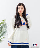 【MLB/メジャーリーグベースボール】 裏毛 ツイル ワッペン ライン リブフーディー  プルオーバーパーカー