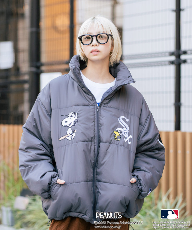 【PEANUTS×MLB】オリジナルデザイン ナイロンパファージャケット 中綿ジャケット ヤンキース ドジャース ホワイトソックス