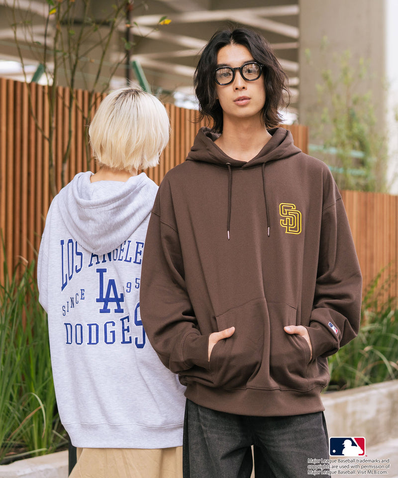 【MLB/メジャーリーグベースボール】裏起毛 バックロゴ フーディー プルオーバーパーカー
