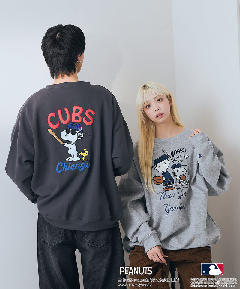【PEANUTS×MLB】オリジナルデザイン 裏起毛トレーナー ヤンキース ドジャース カブス キャラクター