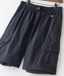 【CHAMPION/チャンピオン】ナイロンリップストップイージーカーゴショーツ 撥水性 カーゴポケット ウェストベルト ブラック ❘ジーンズメイト公式オンラインショップ