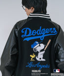 【PEANUTS/ピーナッツ】【ユニセックスデザイン リンクコーデ・カップルコーデにも◎】MLB×PEANUTS スタジアムジャンパー スタジャン オーバーサイズ フェイクレザー ドジャース ヤンキース パドレス ❘ジーンズメイト公式オンラインショップ