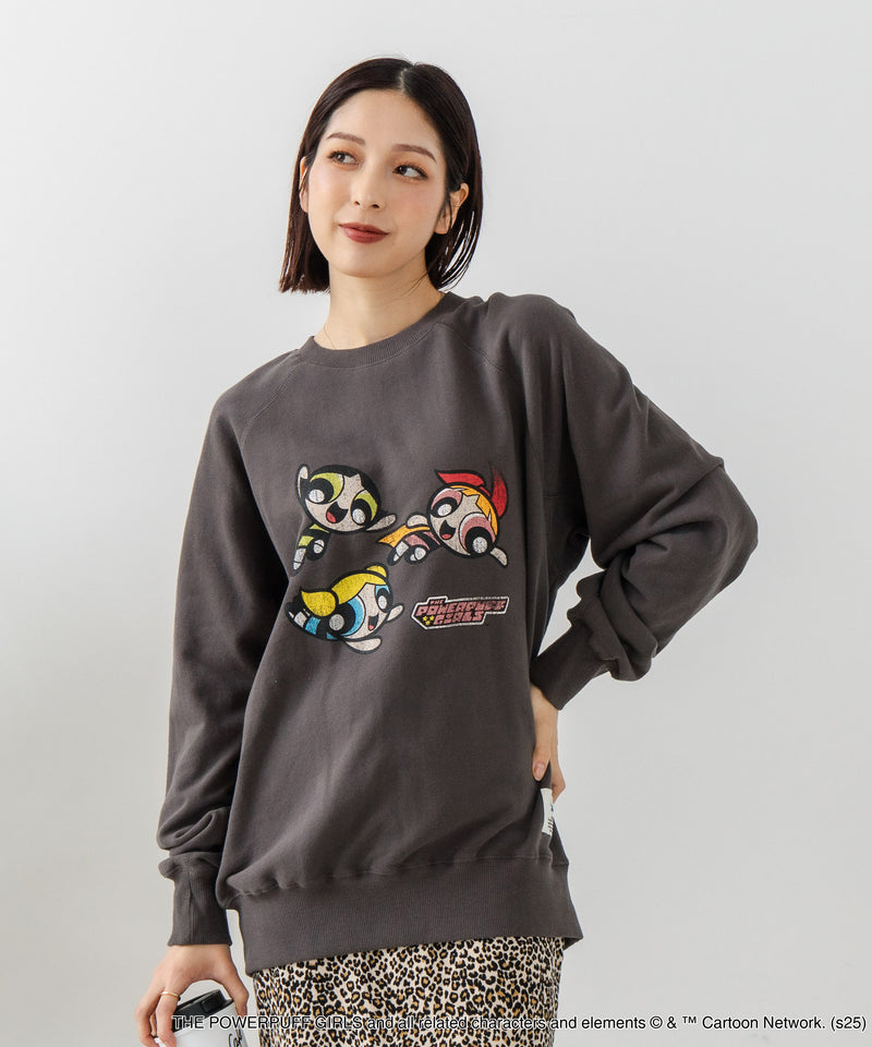 【DISCUS×THE POWERPUFF GIRLS】キャラクタープリントスウェットトレーナー メンズ レディース ユニセックス
