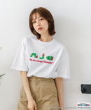 【はらぺこあおむし/The Very Hungry Caterpillar】【コットン100%のしっかりした生地 ドロップショルダー】オリジナルデザイン 刺繍Tシャツ エリック・カール 絵本 キャラクター グッズ ユニセックス