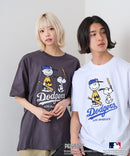 【PEANUTS×MLB】オリジナルデザインTシャツ 刺繍 ドロップショルダー ユニセックス