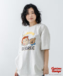 【おさるのジョージ】 オリジナルデザイン 刺繍 Tシャツ ジョージ ドロップショルダー ビッグシルエット ユニセックス キャラクター