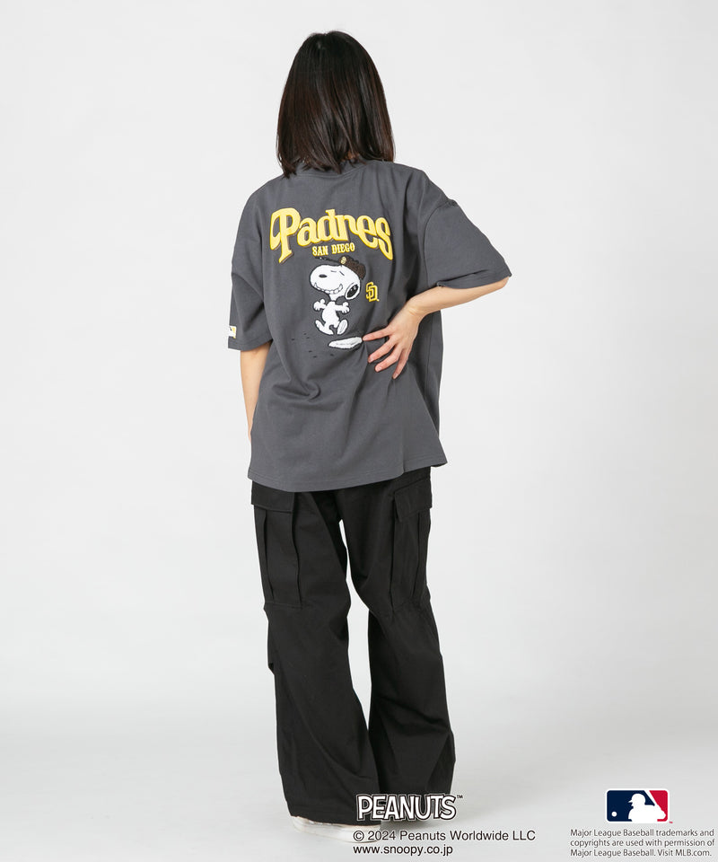 【2024新規】PEANUTS MLB オリジナルデザイン Tシャツ ヤンキース ドジャース パドレス ドロップショルダー ビッグシルエット ユニセックス