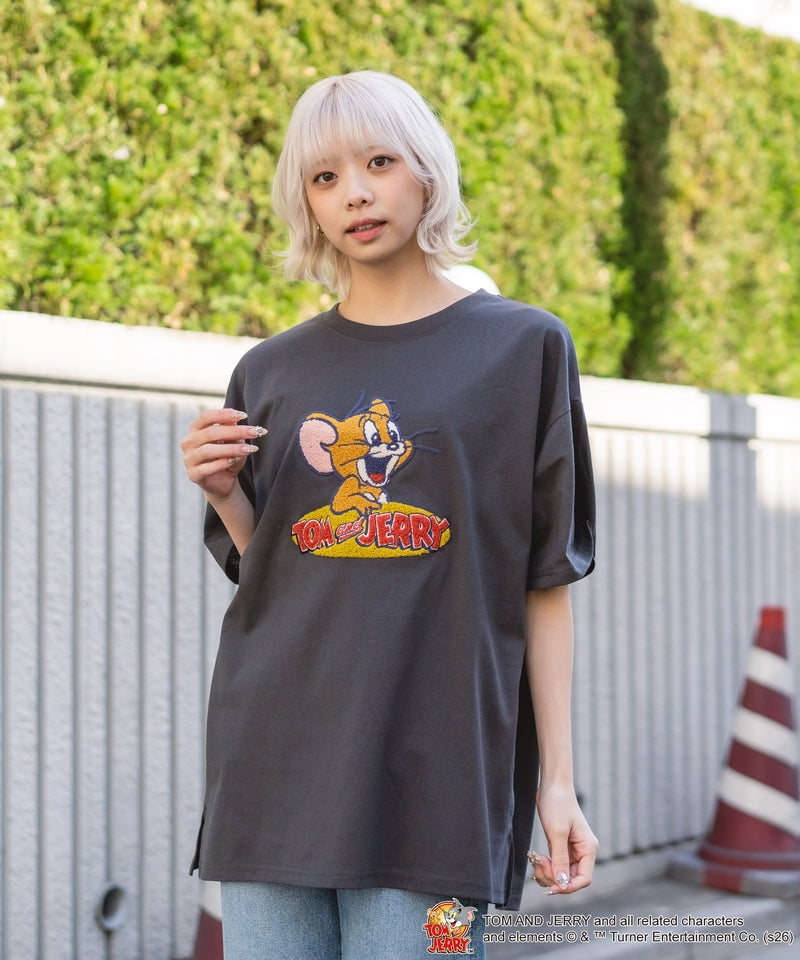 ☆2点お纏め専用☆デニムアンドダンガリー　トム&ジェリーTシャツ TOM＆JERRY/トムとジェリー】フロントサガラ刺繍 半袖Tシャツ ルーズ