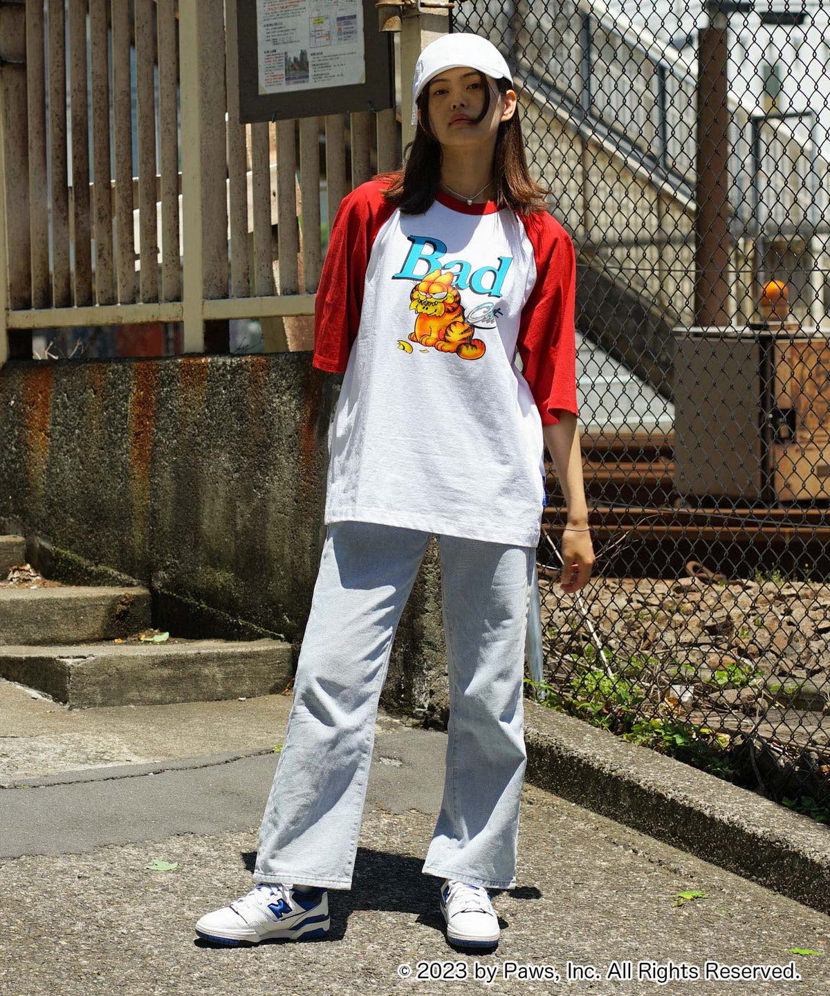 Garfield】 ガーフィールド コラボ ラグラン Tシャツ Y2K ストリート