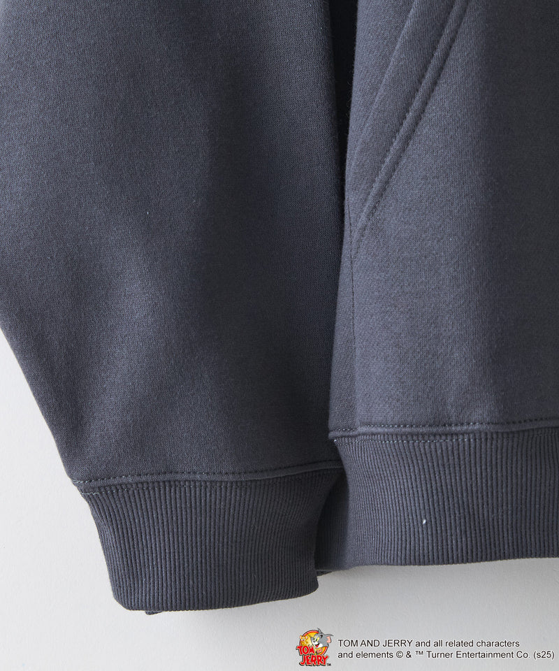 【TOM and JERRY/トムとジェリー】オリジナルデザイン 刺繍 プルオーバーパーカー フーディー ジェリー タフィー サカナ ドロップショルダー ビッグシルエット