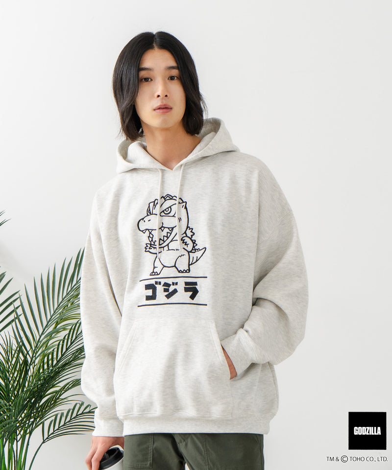 【GODZILLA/ゴジラ】ゴジラ キングギドラ オリジナルデザイン ビッグシルエット 裏起毛 プルオーバーパーカー フーディー ドロップショルダー オーバーサイズ