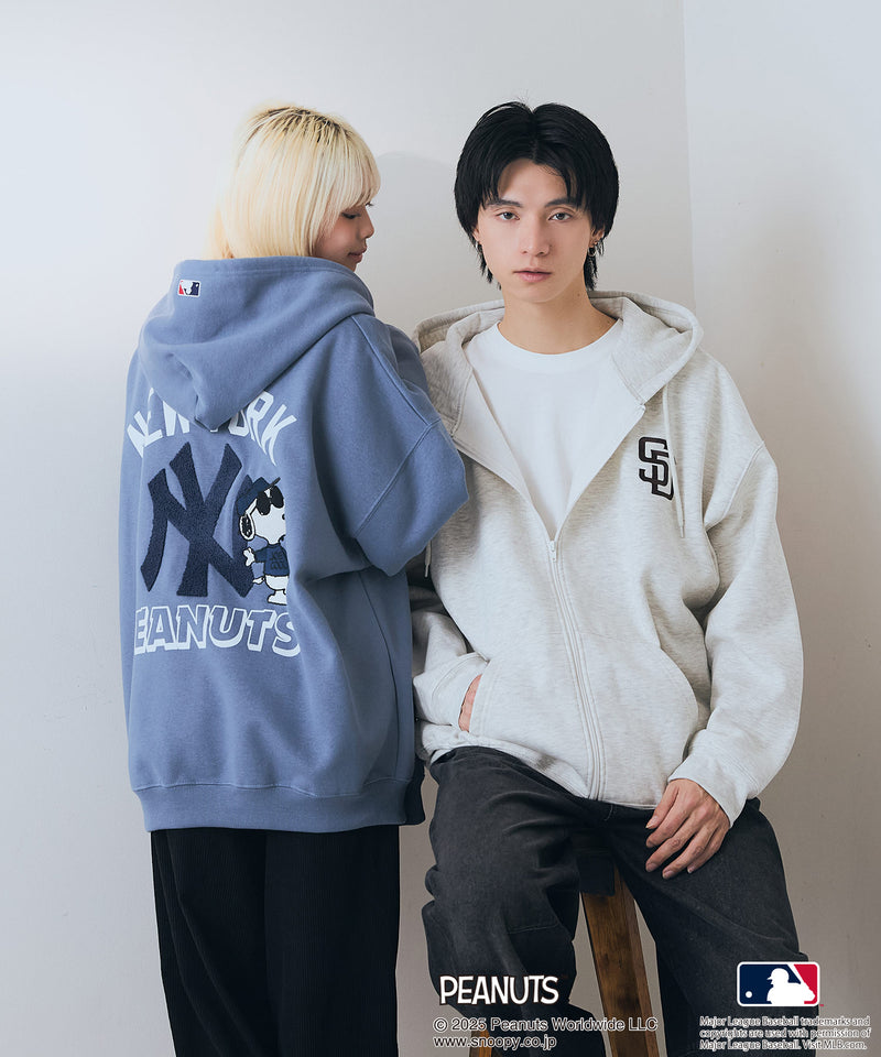 【PEANUTS×MLB】オリジナルデザイン フルジップパーカー ヤンキース ドジャース カブス キャラクター