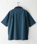 【BLUE STANDARD/ブルースタンダード】【吸水速乾＆UVカット】襟配色 胸刺繍シャツ オープンカラー ストレッチ 胸ポケットアニマル刺繍 ペンギン トラ ネコ