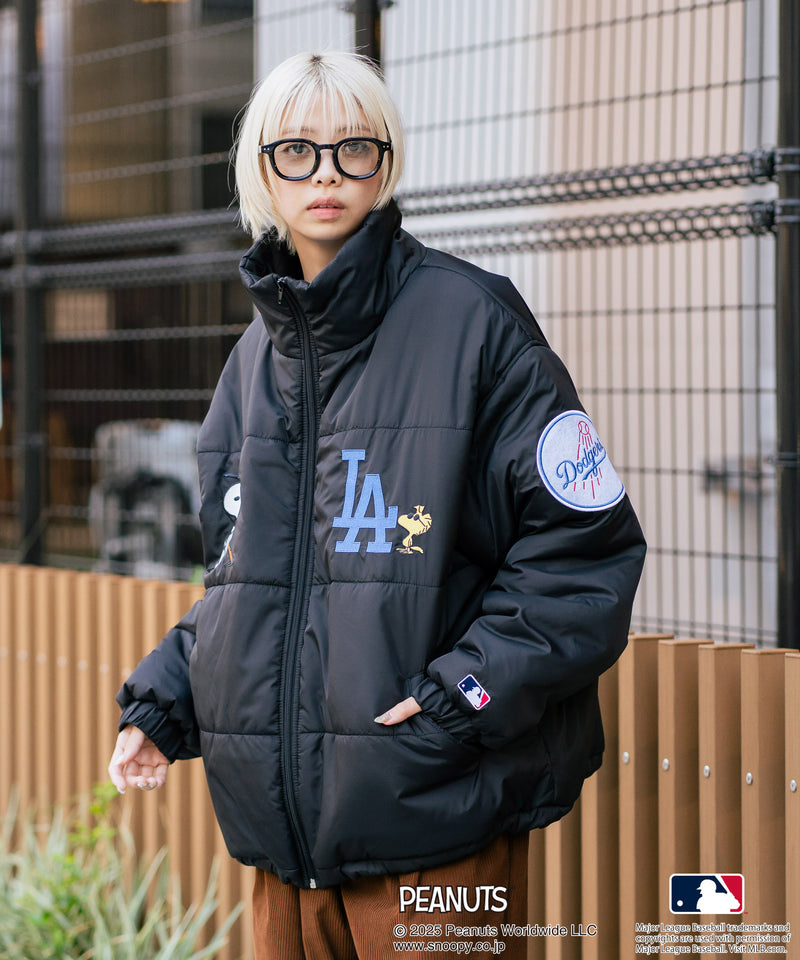 【PEANUTS×MLB】オリジナルデザイン ナイロンパファージャケット 中綿ジャケット ヤンキース ドジャース ホワイトソックス