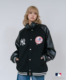 【PEANUTS/ピーナッツ】【ユニセックスデザイン リンクコーデ・カップルコーデにも◎】MLB×PEANUTS スタジアムジャンパー スタジャン オーバーサイズ フェイクレザー ドジャース ヤンキース パドレス ❘ジーンズメイト公式オンラインショップ