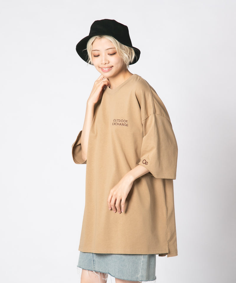 オーバーサイズ サイドスリット 前後差 Tシャツ ルーズフィット UVカット OUTDOOR EXCHANGE