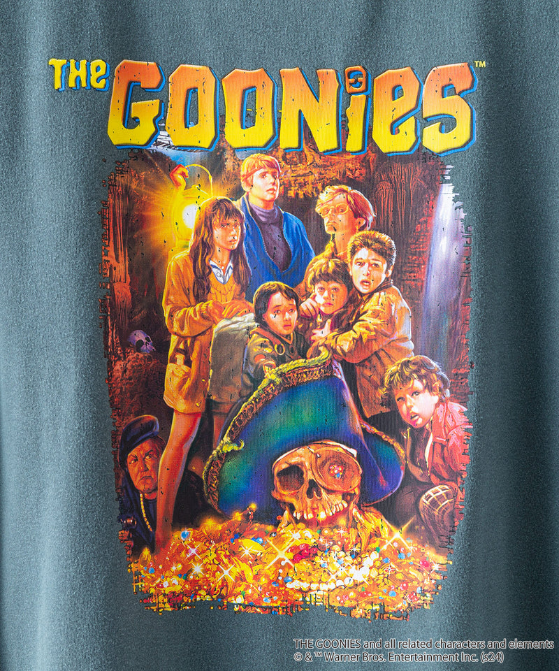 【2024秋物新作】『The Goonies/グーニーズ』 パウダーブリーチ加工 ビッグシルエットロンT ドロップショルダー オーバーサイズ  ヴィンテージ加工