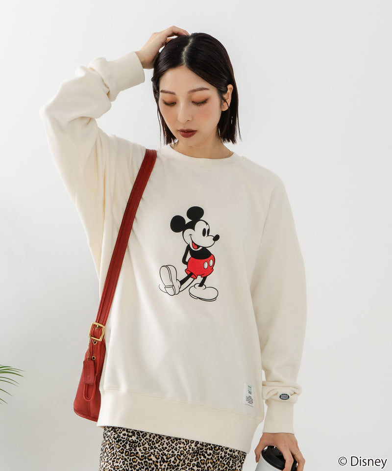 【DISCUS×DISNEY】「ミッキーマウス」キャラクタープリントスウェットトレーナー メンズ レディース ユニセックス
