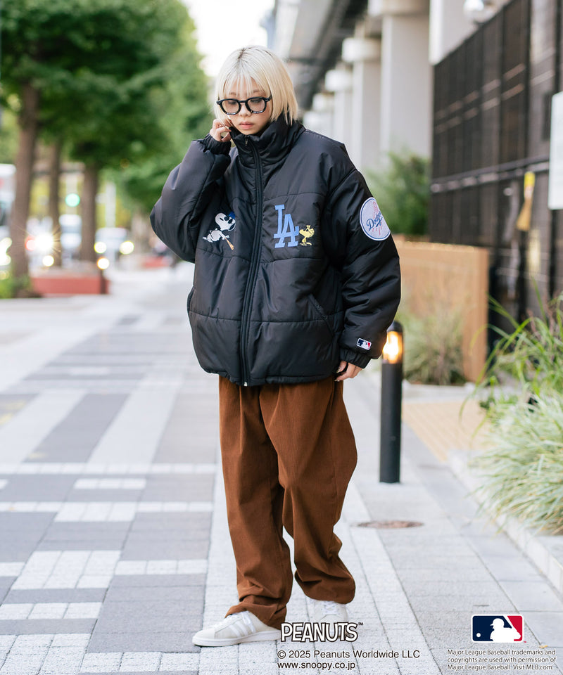【PEANUTS×MLB】オリジナルデザイン ナイロンパファージャケット 中綿ジャケット ヤンキース ドジャース ホワイトソックス