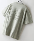 【RAGGED MOUNTAIN：ラギットマウンテン】【タフな肉厚100%コットン】BELMONT/ベルモント エンボスロゴTシャツ ヘビーウェイト ルーズシルエット 透けない・丈夫 半袖 カーキ ❘ジーンズメイト公式オンラインショップ