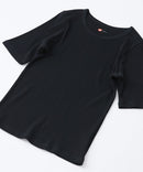 【HANES/ヘインズ】【ベタつかないリブ素材】五分袖Tシャツ 丸胴・タグレス 伸縮テレコ ストレスフリー ブラック FREE ❘ジーンズメイト公式オンラインショップ