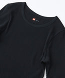 【HANES/ヘインズ】【ベタつかないリブ素材】五分袖Tシャツ 丸胴・タグレス 伸縮テレコ ストレスフリー ❘ジーンズメイト公式オンラインショップ