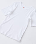 【HANES/ヘインズ】【ベタつかないリブ素材】五分袖Tシャツ 丸胴・タグレス 伸縮テレコ ストレスフリー ホワイト FREE ❘ジーンズメイト公式オンラインショップ