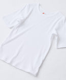 【HANES/ヘインズ】【ベタつかないリブ素材】五分袖Tシャツ 丸胴・タグレス 伸縮テレコ ストレスフリー ホワイト FREE ❘ジーンズメイト公式オンラインショップ