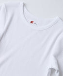 【HANES/ヘインズ】【ベタつかないリブ素材】五分袖Tシャツ 丸胴・タグレス 伸縮テレコ ストレスフリー ❘ジーンズメイト公式オンラインショップ