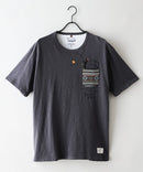 【BLUE STANDARD/ブルースタンダード】【涼しい スラブ天竺】 アニマルプリント ポケット付きＴシャツ 綿100% 凹凸素材 ペンギン ゆるかわ 凹凸素材 部屋着 ワンマイル キャンプ ❘ジーンズメイト公式オンラインショップ