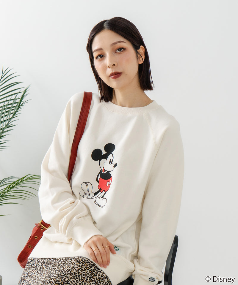 【DISCUS×DISNEY】「ミッキーマウス」キャラクタープリントスウェットトレーナー メンズ レディース ユニセックス