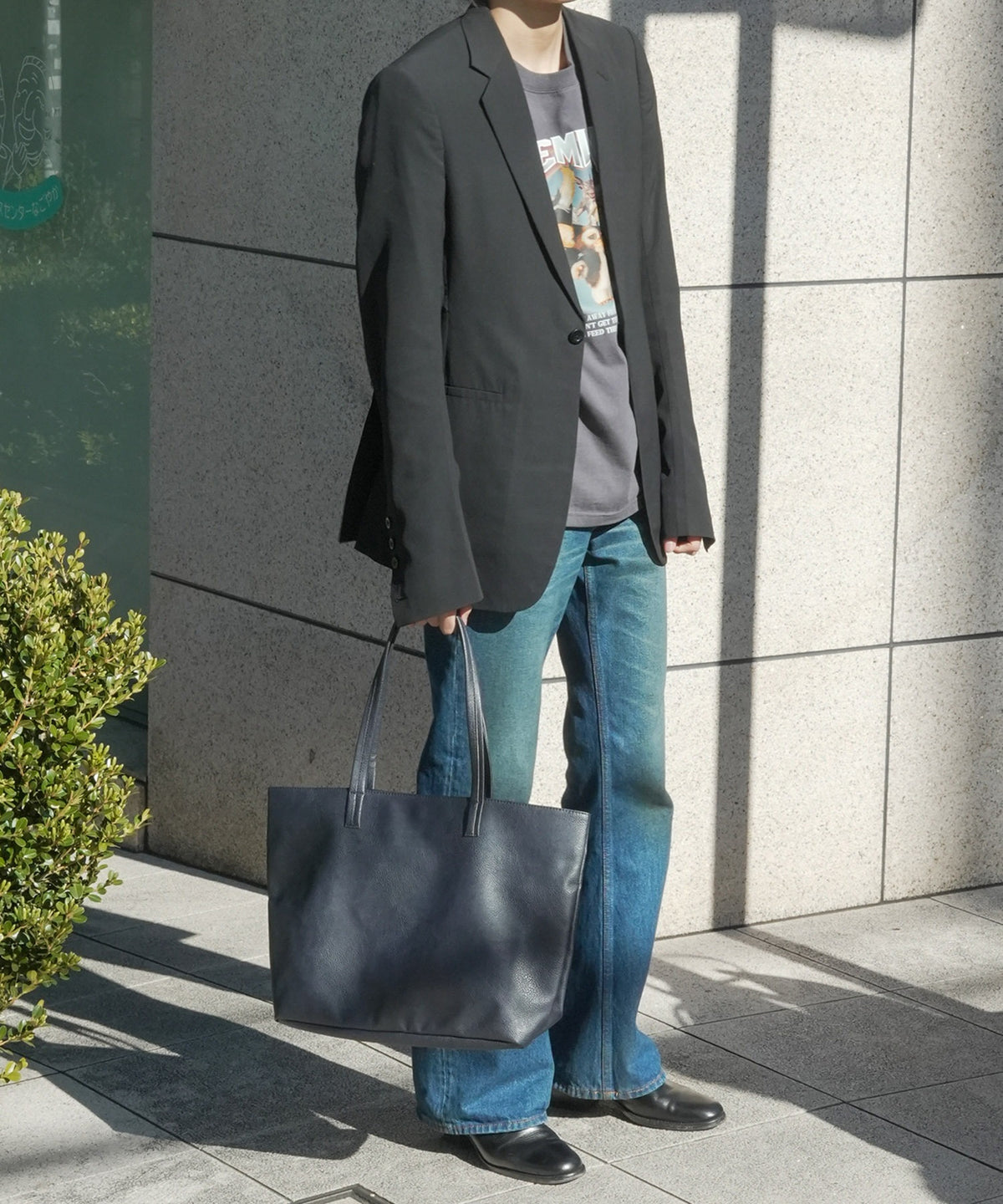 7ポケット フェイクレザー トートバッグ PUトート BLUE STANDARD