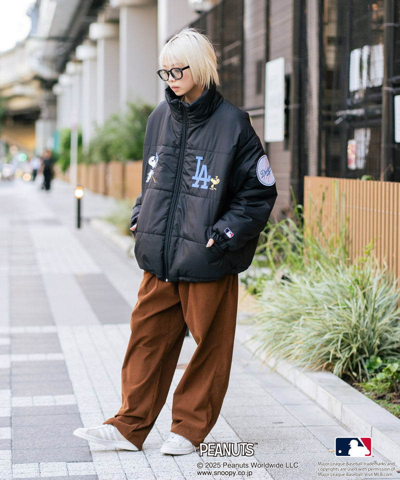 【PEANUTS×MLB】オリジナルデザイン ナイロンパファージャケット 中綿ジャケット ヤンキース ドジャース ホワイトソックス