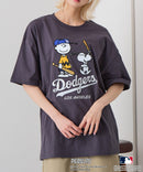 【PEANUTS×MLB】オリジナルデザインTシャツ 刺繍 ドロップショルダー ユニセックス