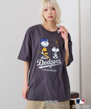 【PEANUTS×MLB】オリジナルデザインTシャツ 刺繍 ドロップショルダー ユニセックス