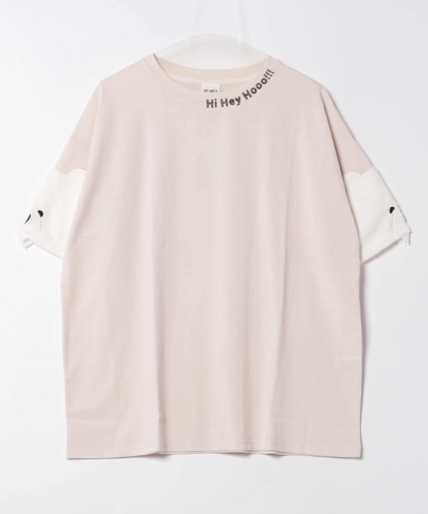 tシャツ 「Hi Hey Hoooo/ハイヘイホー」袖アニマル半袖Tシャツ　アニマルシリーズ レディース LB/S tシャツ 「Hi Hey Hoooo/ハイヘイホー」袖アニマル半袖T
