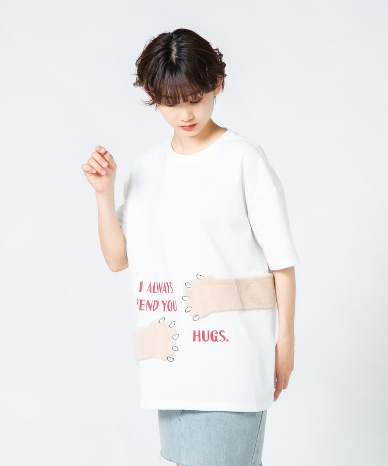 【Hi Hey Hoooo/ハイヘイホー】クマ サメ バックハグTシャツ アニマルシリーズ zo