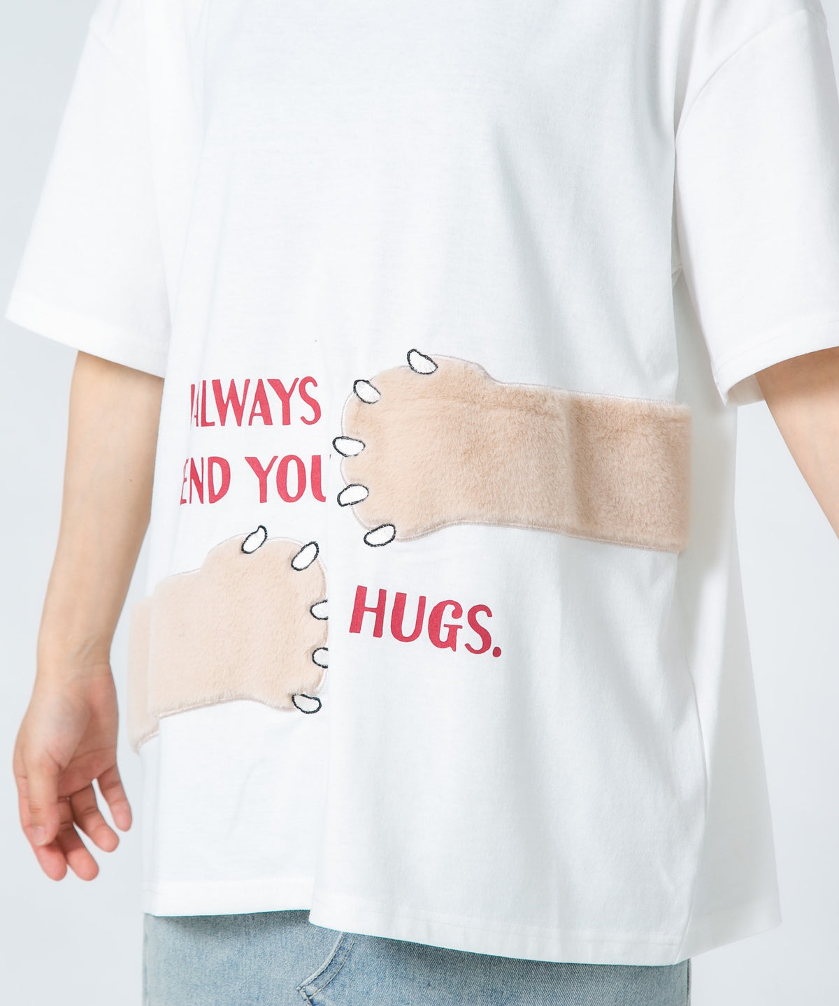 tシャツ 「Hi Hey Hoooo/ハイヘイホー」クマ サメ バックハグTシャツ　アニマルシリーズ レディース セール】【Hi Hey Hoooo/ハイヘイホー】クマ サメ バックハグT