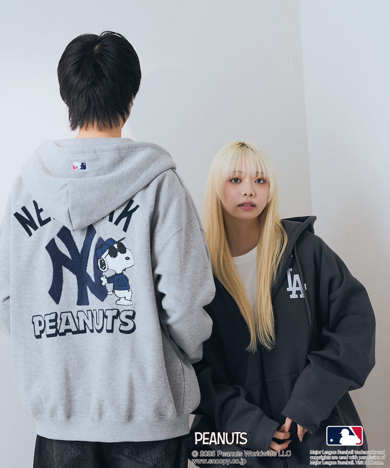【PEANUTS×MLB】オリジナルデザイン フルジップパーカー ヤンキース ドジャース カブス キャラクター