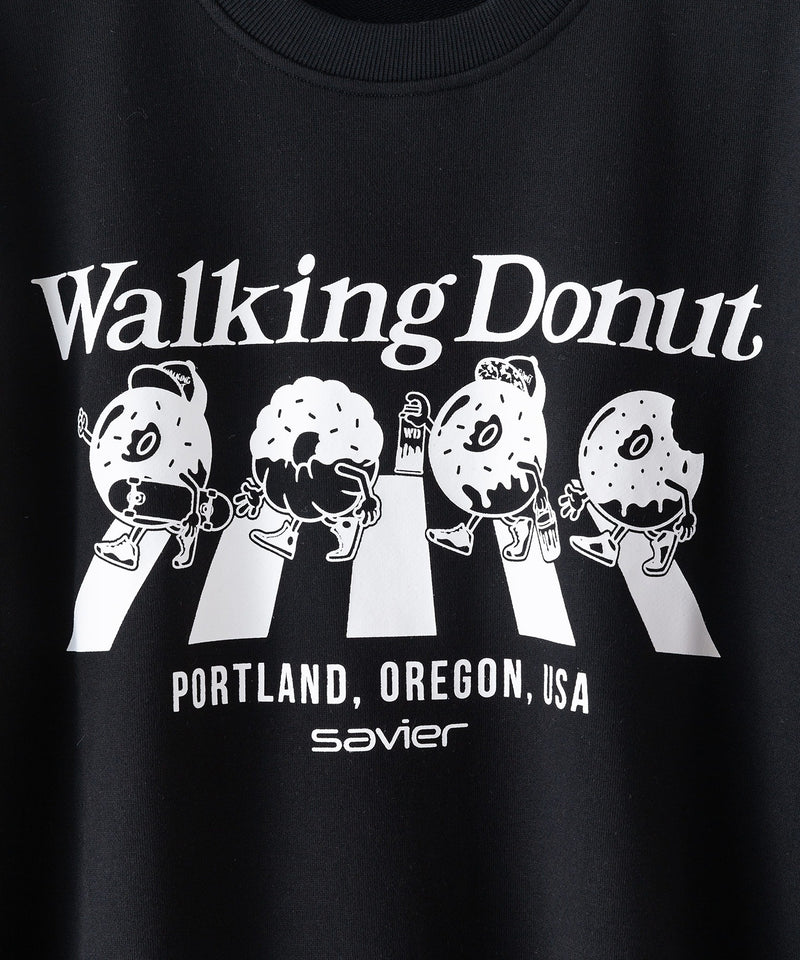 【SAVIER/サビアー】WALKING DONUTSコラボ / 前面プリント ビッグシルエット スウェットトレーナー ワンポイント刺繍 ブランドロゴ